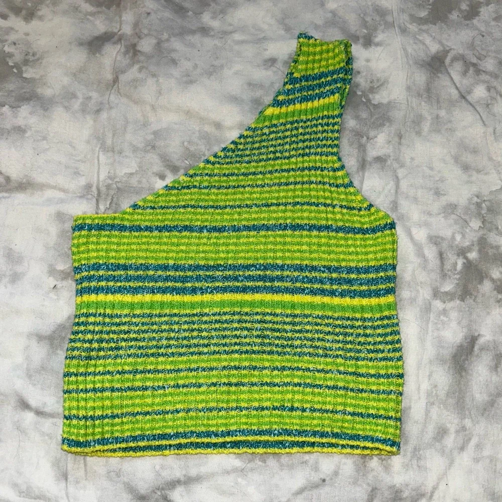 Urban Outfitters Stripped Knit One Shoulder Crop Top - Picture 4 of 4